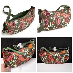 Vera Bradley Nylon Springbrook Sling Crossbody Bubbly Flowers Green
